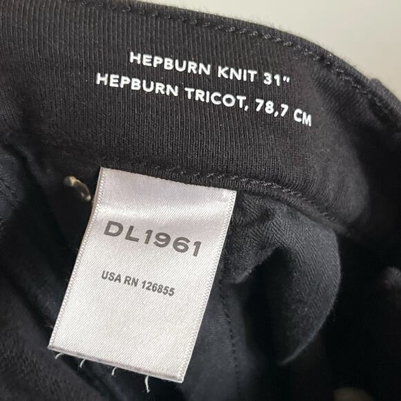 DL1961 Hepburn Knit High Rise Wide Leg Pants size 33 x 31” Black Soft Cotton - Picture 10 of 11